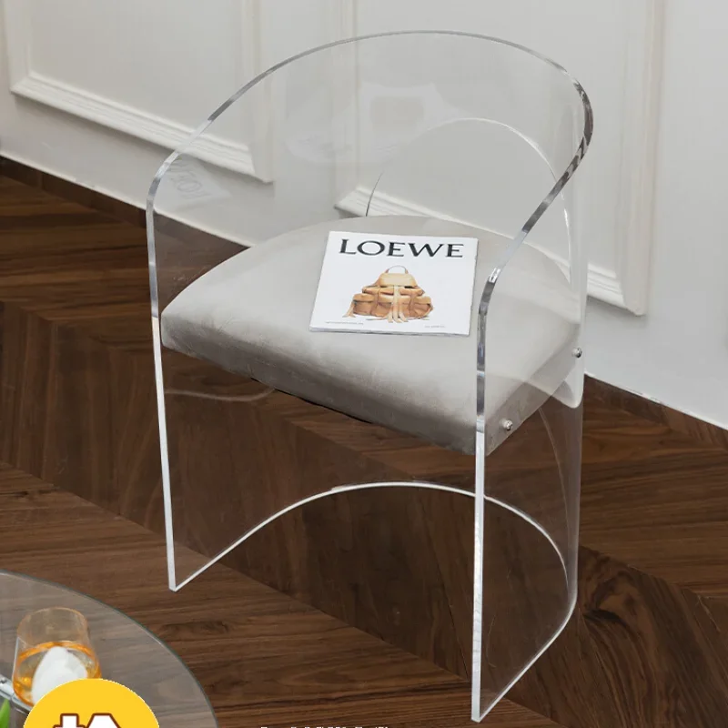 Prabangi akrilinė svetainė Valgomojo kėdė Mobilūs namų baldai Skaidrūs su atlošu Fotelis Miegamojo makiažo kėdės Nuotrauka 1