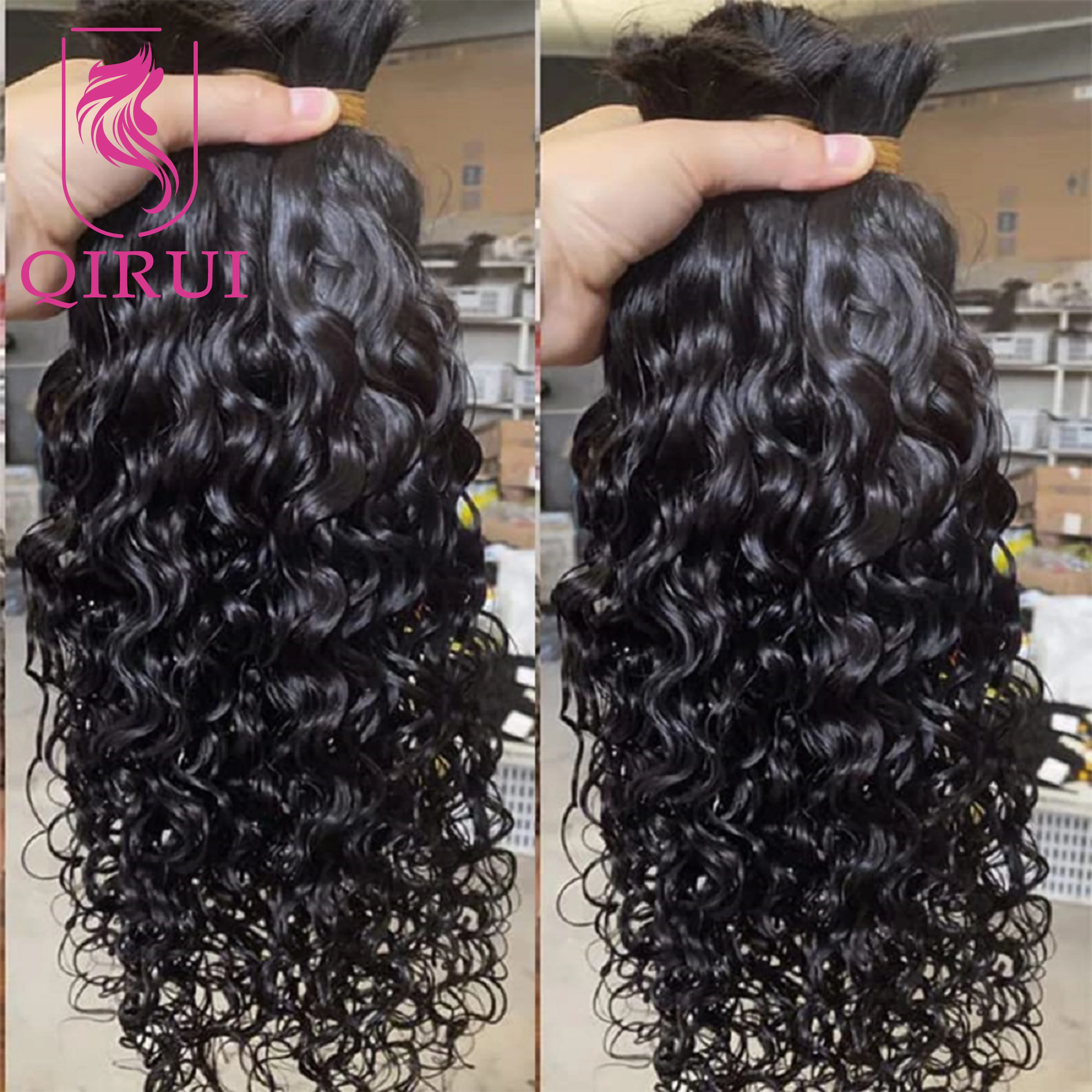 Water Wave Human Hair Bulk for Byning Brazil Remy Hair No Weft Bulk Hair Complete To Bottom Extensions 8-30inch Nuotrauka 0