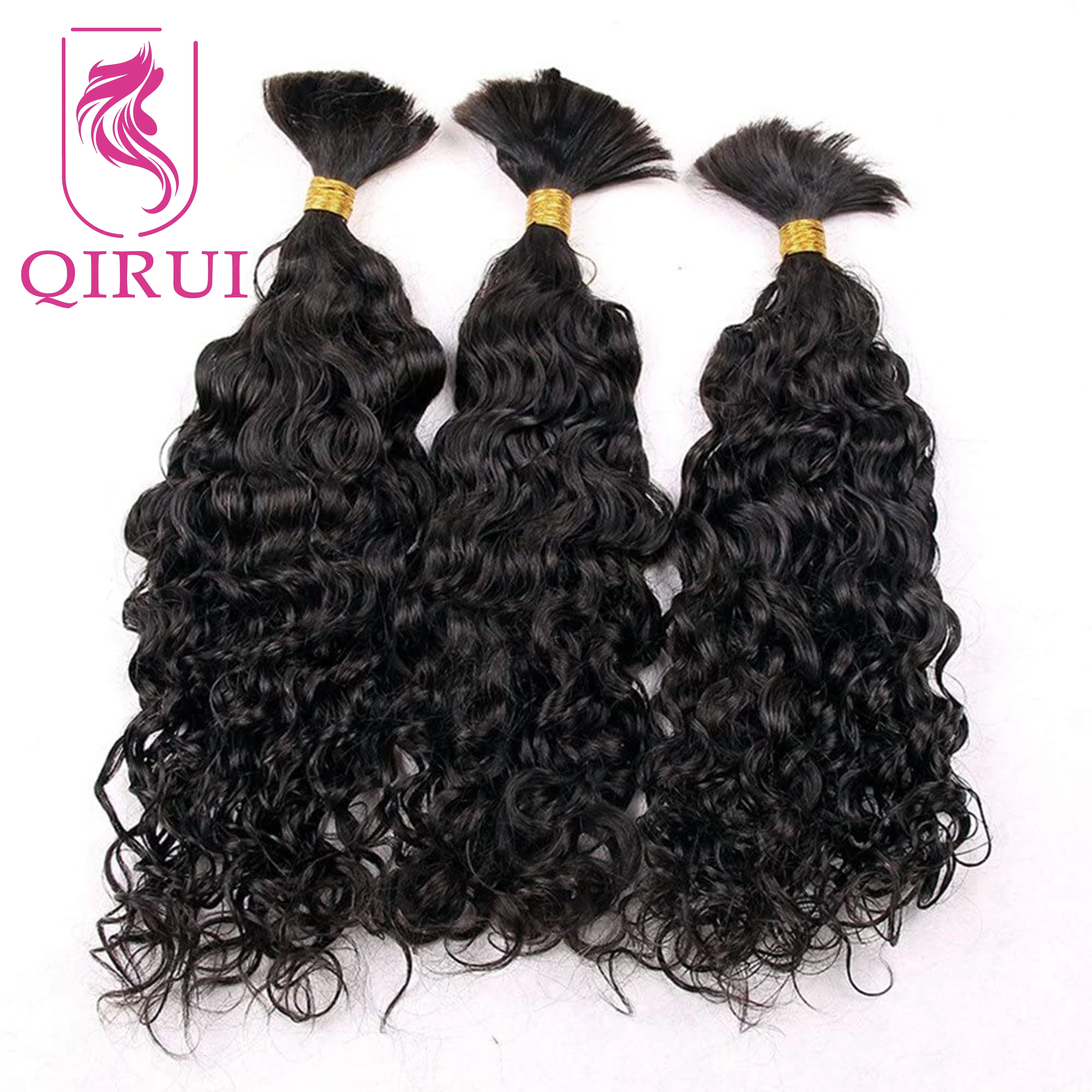 Water Wave Human Hair Bulk for Byning Brazil Remy Hair No Weft Bulk Hair Complete To Bottom Extensions 8-30inch Nuotrauka 1