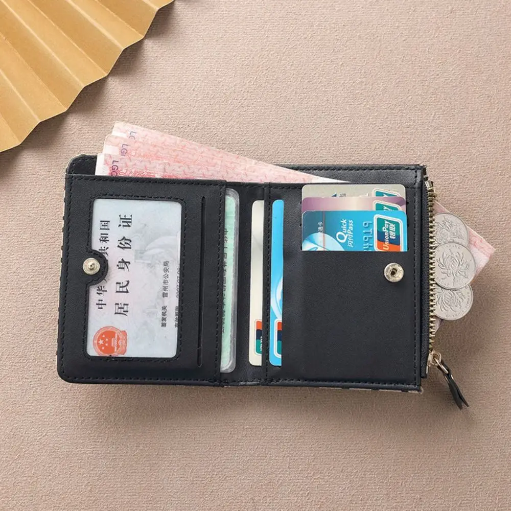 Užtrauktukas Houndstooth Trumpa piniginė Korėjietiško stiliaus kelių kortelių lizdo kortelių laikiklis Monetų piniginė Kortelė Kišeninė PU odinė kortelių krepšys lauke Nuotrauka 4