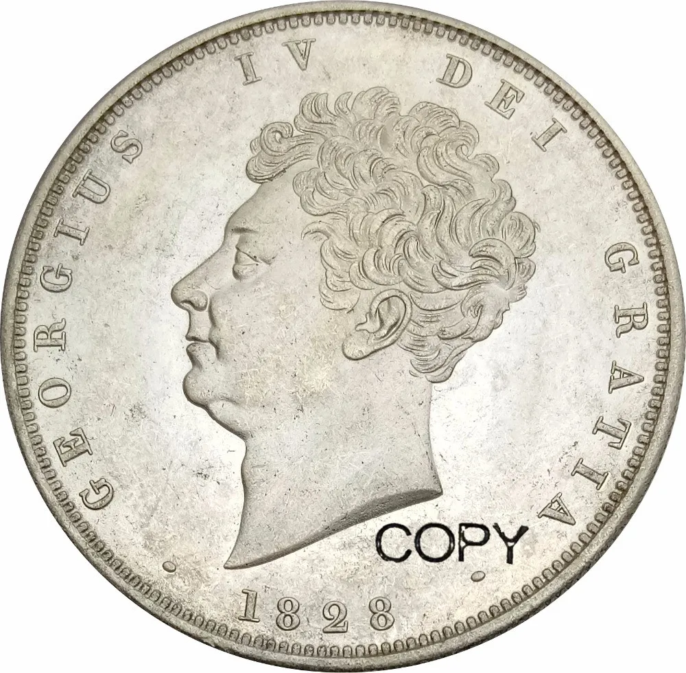 Didžioji Britanija 1/2 Karūna Jurgis IV 1828 Cupronickel Plated Silver Copy Coin Nuotrauka 0