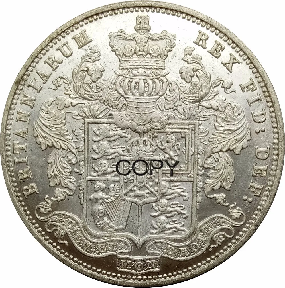 Didžioji Britanija 1/2 Karūna Jurgis IV 1828 Cupronickel Plated Silver Copy Coin Nuotrauka 1