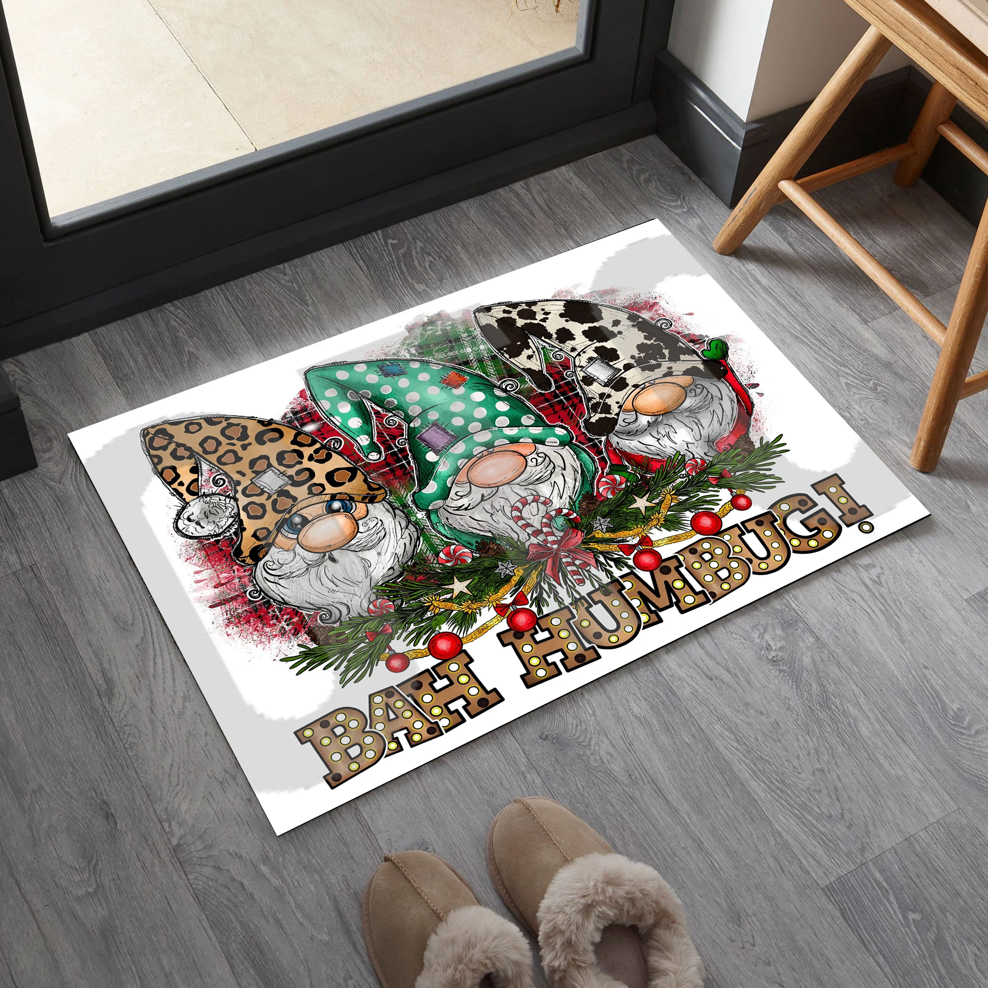 Kalėdinių durų kilimėlis Lauko lauko pasveikinimo kilimėlis, įėjimo kalėdinė dekoracija, juokingas durų kilimėlis, neslystantis kilimėlis vaikams Nuotrauka 1