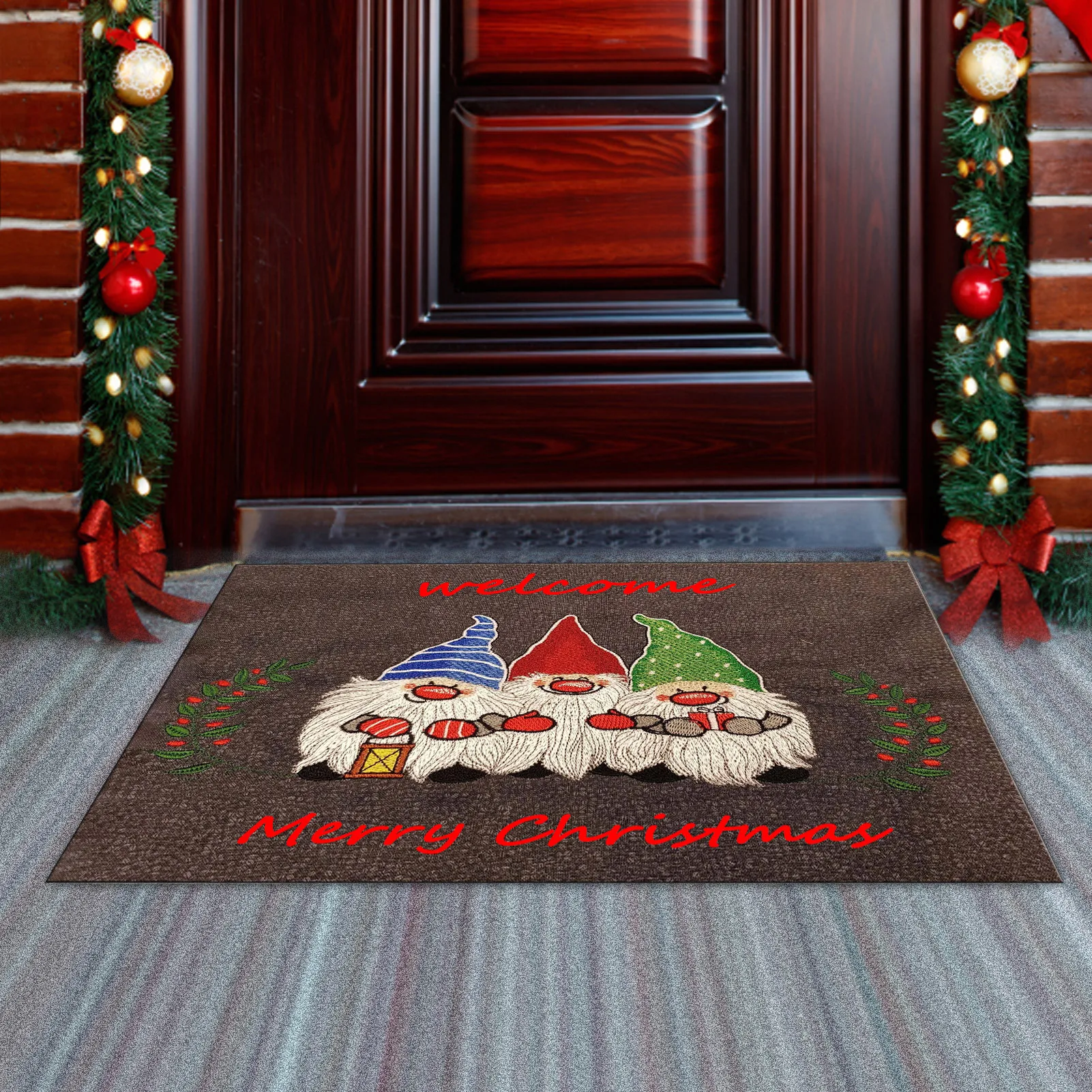 Kalėdinių durų kilimėlis Lauko lauko pasveikinimo kilimėlis, įėjimo kalėdinė dekoracija, juokingas durų kilimėlis, neslystantis kilimėlis vaikams Nuotrauka 2