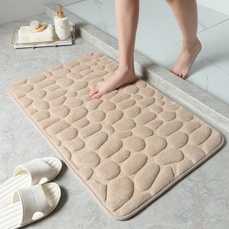 3D Neslidus vonios kilimėlis Akmenimis grįstas reljefinis vonios kilimėliai Sugeriantys durų kilimėliai Durų durų grindų kilimėliai Mašina plaunama greitai džiūsta Nuotrauka 1