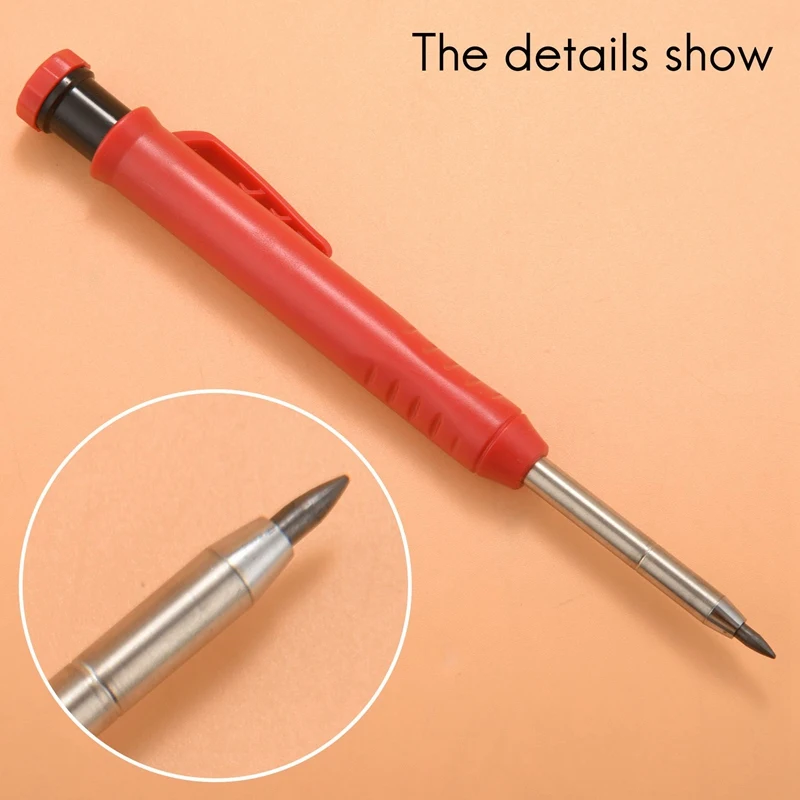 Deep Hole Marker Premium mechaninis pieštuko žymeklis su integruotu galąstuvu-medienai, metalui, akmeniui I gręžimo skylės žymeklis Nuotrauka 1