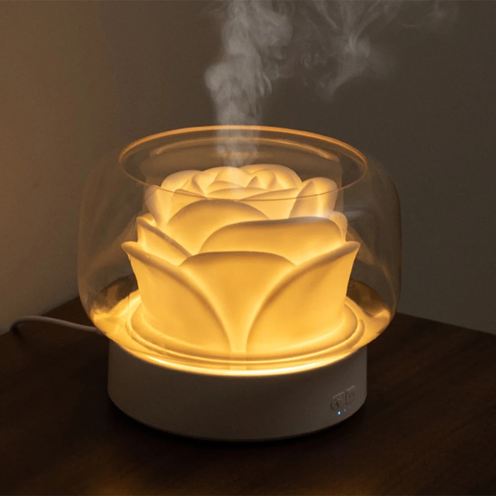 400ML eterinio aliejaus aromaterapinis difuzorius su šiltu ir spalvotu LED lempos drėkintuvu Aromaterapijos aparatas JAV kištukas Nuotrauka 5