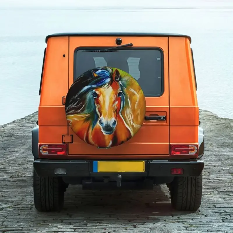 Abstract Horse Akvarelės meno atsarginių padangų dangtis Toyota RAV4 Prado Jeep RV visureigiui 4WD 4x4 gyvūnų automobilių ratų apsaugų dangčiai Nuotrauka 4