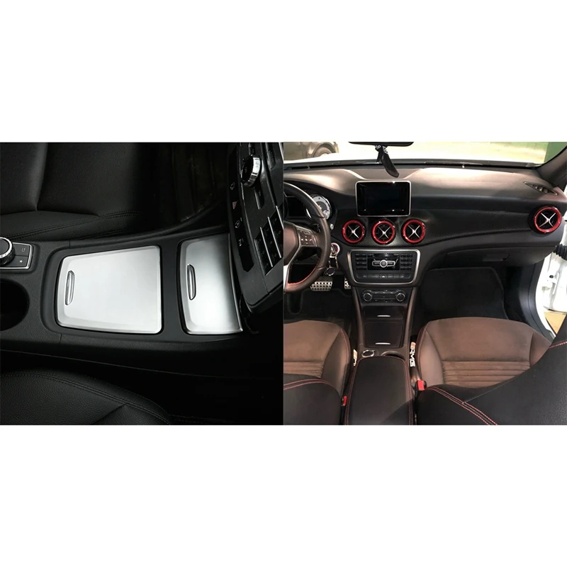 Chrome ABS centrinės saugojimo dėžutės skydelio apdaila peleninės dangtelis su 5vnt oro kondicionieriaus ventiliacijos angos išleidimo dangtelio apdaila lipdukas raudonas Nuotrauka 2