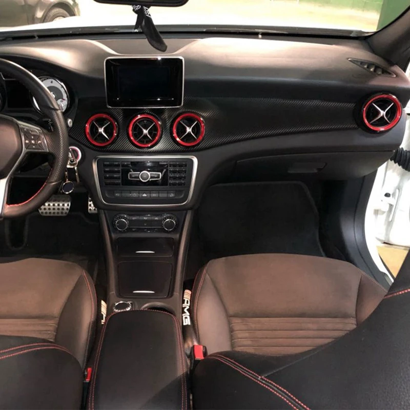 Chrome ABS centrinės saugojimo dėžutės skydelio apdaila peleninės dangtelis su 5vnt oro kondicionieriaus ventiliacijos angos išleidimo dangtelio apdaila lipdukas raudonas Nuotrauka 5