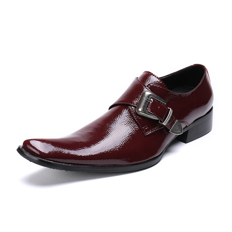 CH. KWOK prabangūs itališki natūralios odos vyrai blizgūs Oksfordo batai sagtis kvadratinis pirštas Vyriški suknelės batai biuro vakarėlio mados batai Nuotrauka 1