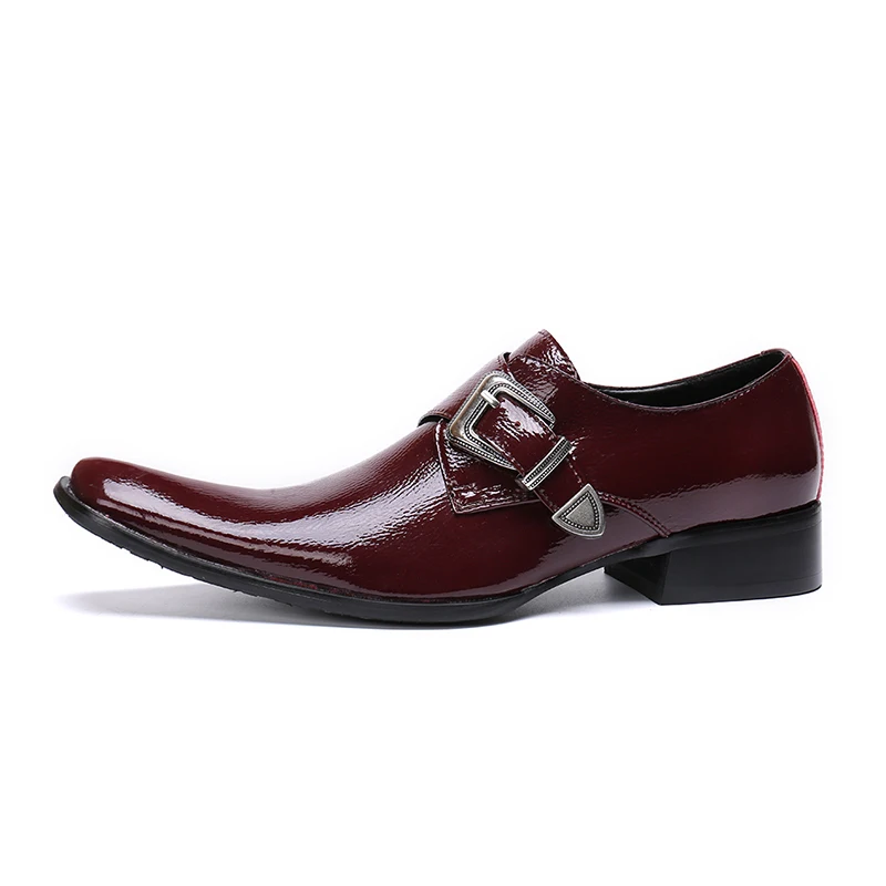 CH. KWOK prabangūs itališki natūralios odos vyrai blizgūs Oksfordo batai sagtis kvadratinis pirštas Vyriški suknelės batai biuro vakarėlio mados batai Nuotrauka 2