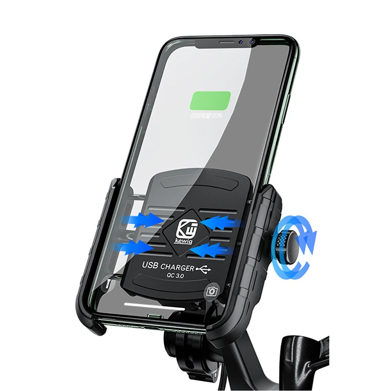 1 vnt aliuminio motociklo dviračio telefono laikiklio stovas skirtas 3-7.0 colių mobiliojo telefono galinio vaizdo mobiliojo telefono laikikliui Palaikymas USB įkrovimas Nuotrauka 2
