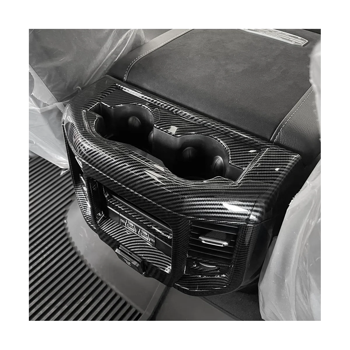 Automobilio porankių dėžutės taurės laikiklio apdailos rėmas, skirtas Dodge Ram 1500 TRX T-Rex 2023 - galinio vandens puodelio skydelio dangtelio vidaus apdaila Nuotrauka 2