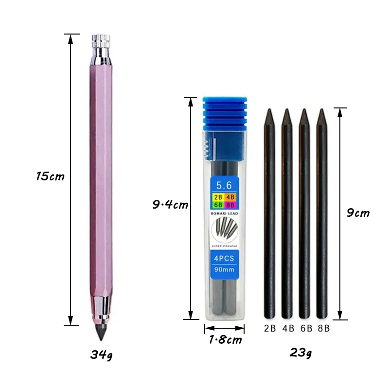5.6mm metalinių strypų mechaninis pieštukas yra specialiai sukurtas mechaniniams darbuotojams piešti ir eskizuoti rankomis Nuotrauka 5