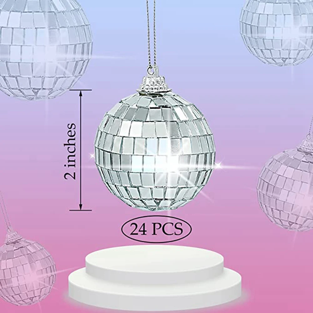 Disco Ball Ornaments Sidabriniai veidrodiniai kamuoliukai vestuvių vakarėlio dekoravimui Nuotrauka 1