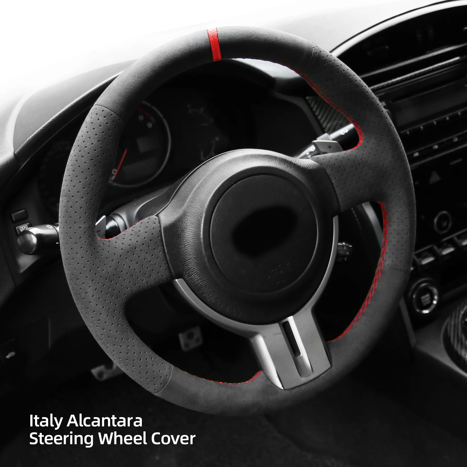 Alfanxi rankų dygsnio Alcantara vairo dangtis, suderinamas su Subaru BRZ 2012-2015 Nuotrauka 1