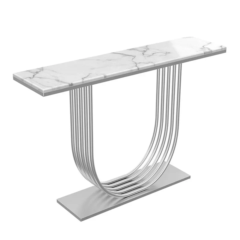 Prabangus šiaurietiško marmuro konsolės stalas Minimalistinis Itin siauras sofos konsolės stalas Įėjimo salės įėjimo spintelė Svetainės stalas Nuotrauka 0