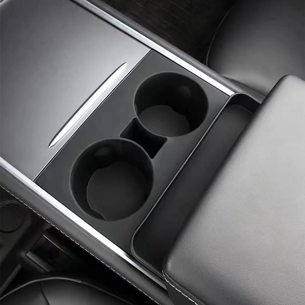2023 NAUJAS dizaino atnaujinimo puodelio laikiklis 2in1 akinių dėklas, skirtas Tesla Model 3/Y Centrinės konsolės priedai Lizdo slydimo limito spaustukas Nuotrauka 2