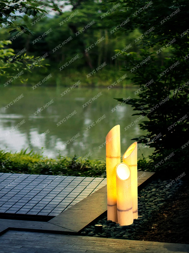 Sodo lauko šviestuvas Kraštovaizdžio parkas Augalų imitacija Derva Sodo lempos imitacija Bambuko vejos lempa Nuotrauka 3