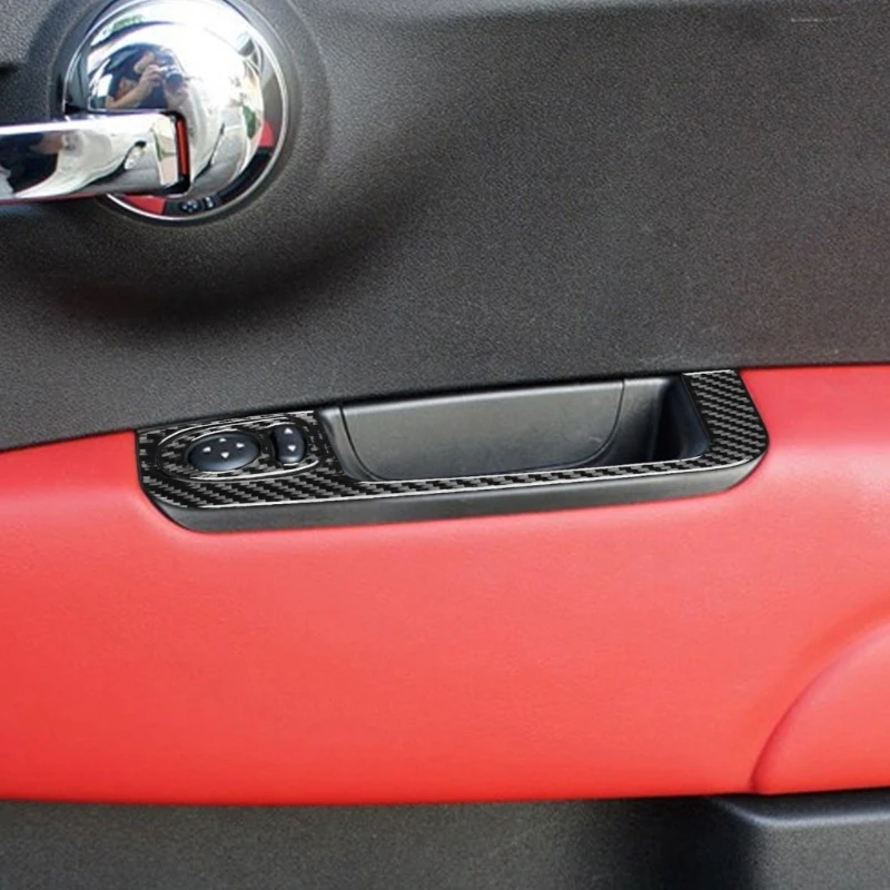 Patvarūs apdailos lipdukai Aptakūs anglies pluošto lipdukai Automobilio durų porankių dangtelis Dekoratyvinis dėklas automobilio salonui Fiat500 dropship Nuotrauka 3