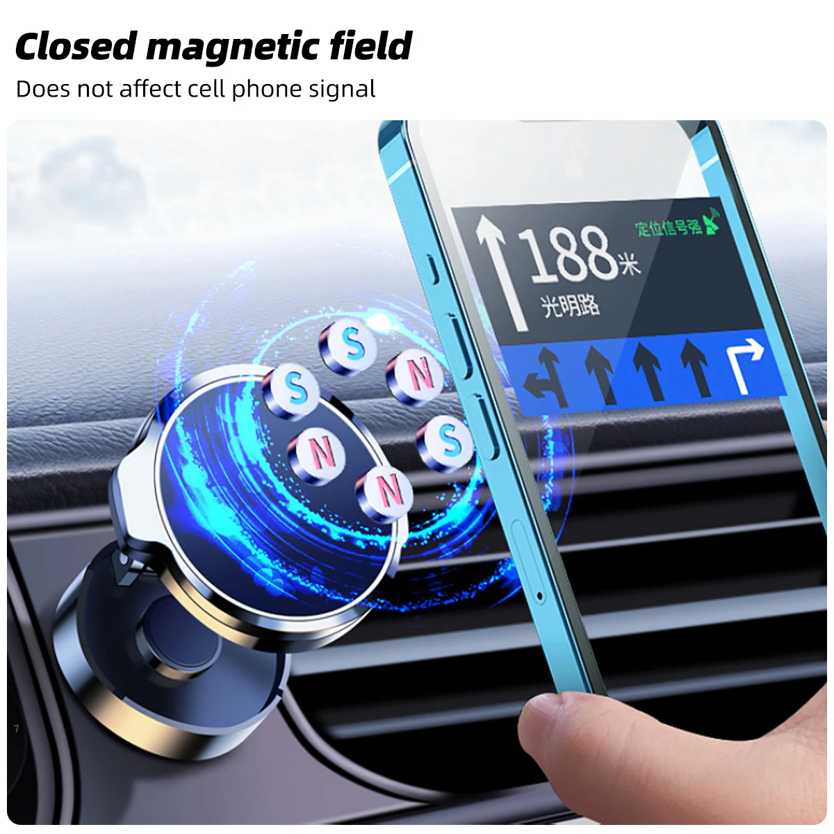 360 Rotuojamas magnetinis automobilinio telefono laikiklis Magnetas Išmanusis telefonas Universalus sulankstomas GPS telefono laikiklis automobilyje, skirtas iPhone Samsung Xiaomi Nuotrauka 3