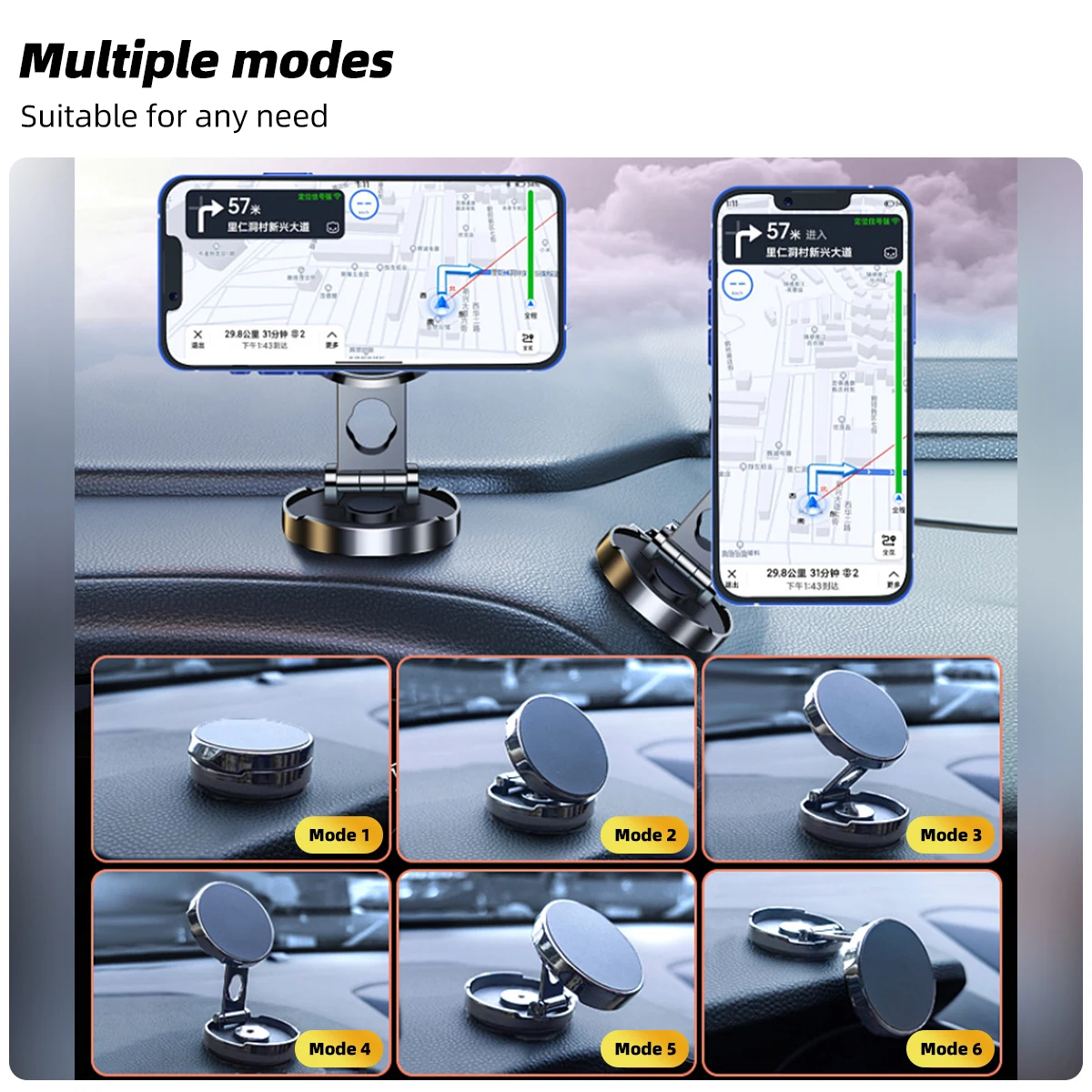 360 Rotuojamas magnetinis automobilinio telefono laikiklis Magnetas Išmanusis telefonas Universalus sulankstomas GPS telefono laikiklis automobilyje, skirtas iPhone Samsung Xiaomi Nuotrauka 5