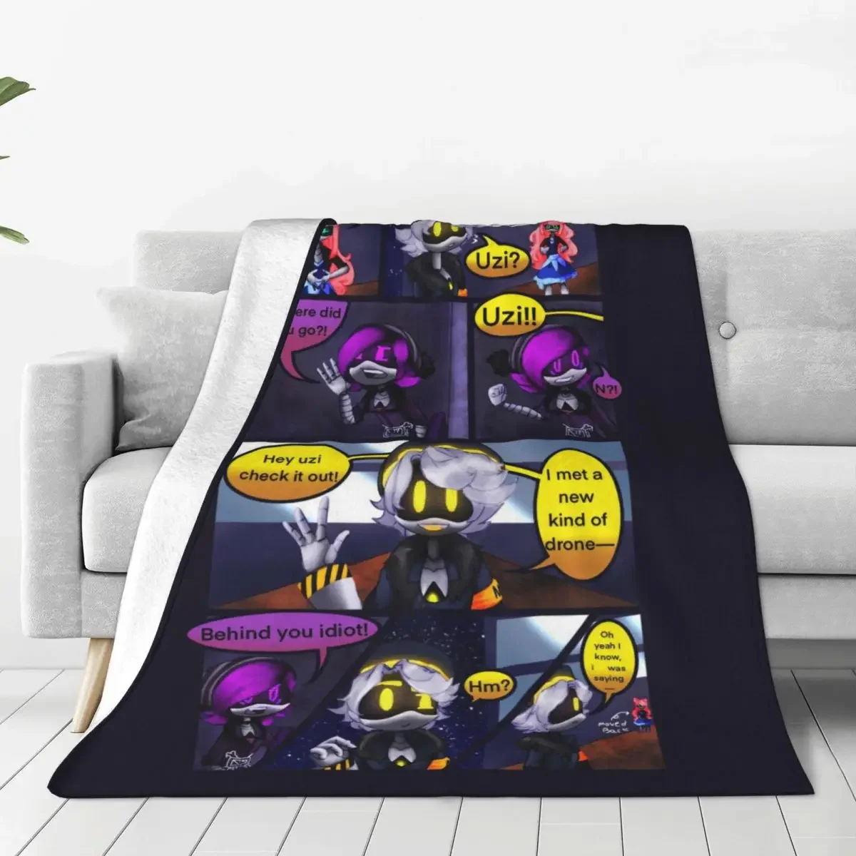 Murder Drones Blanket N ir Uzi Flanel Awesome Soft Throw Blanket for Bedverse Spring Autumn Nuotrauka 0