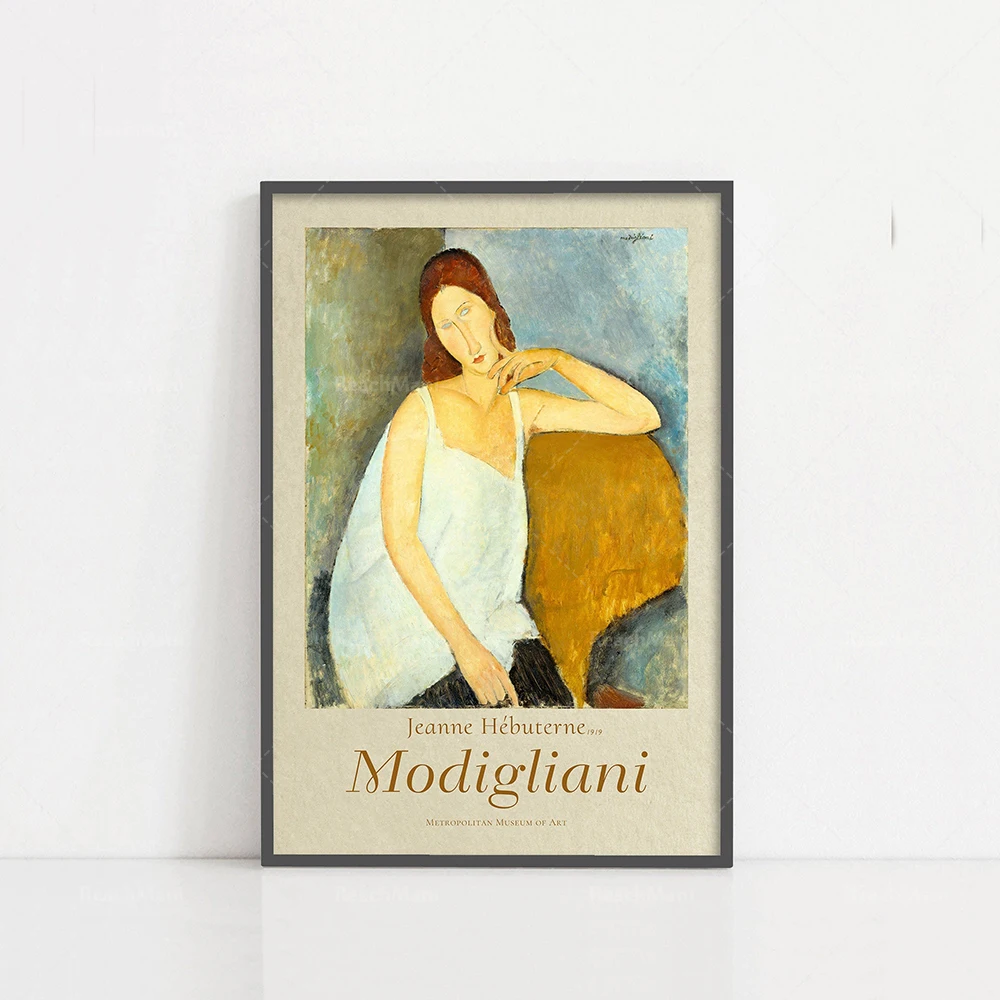 Jeanne Hebuterne, 1919 m. Modigliant, Moterys turi pailgus veidus, Šiuolaikinis menas, Amedeo Modigliani tapyba Sienų menas Nuotrauka 2