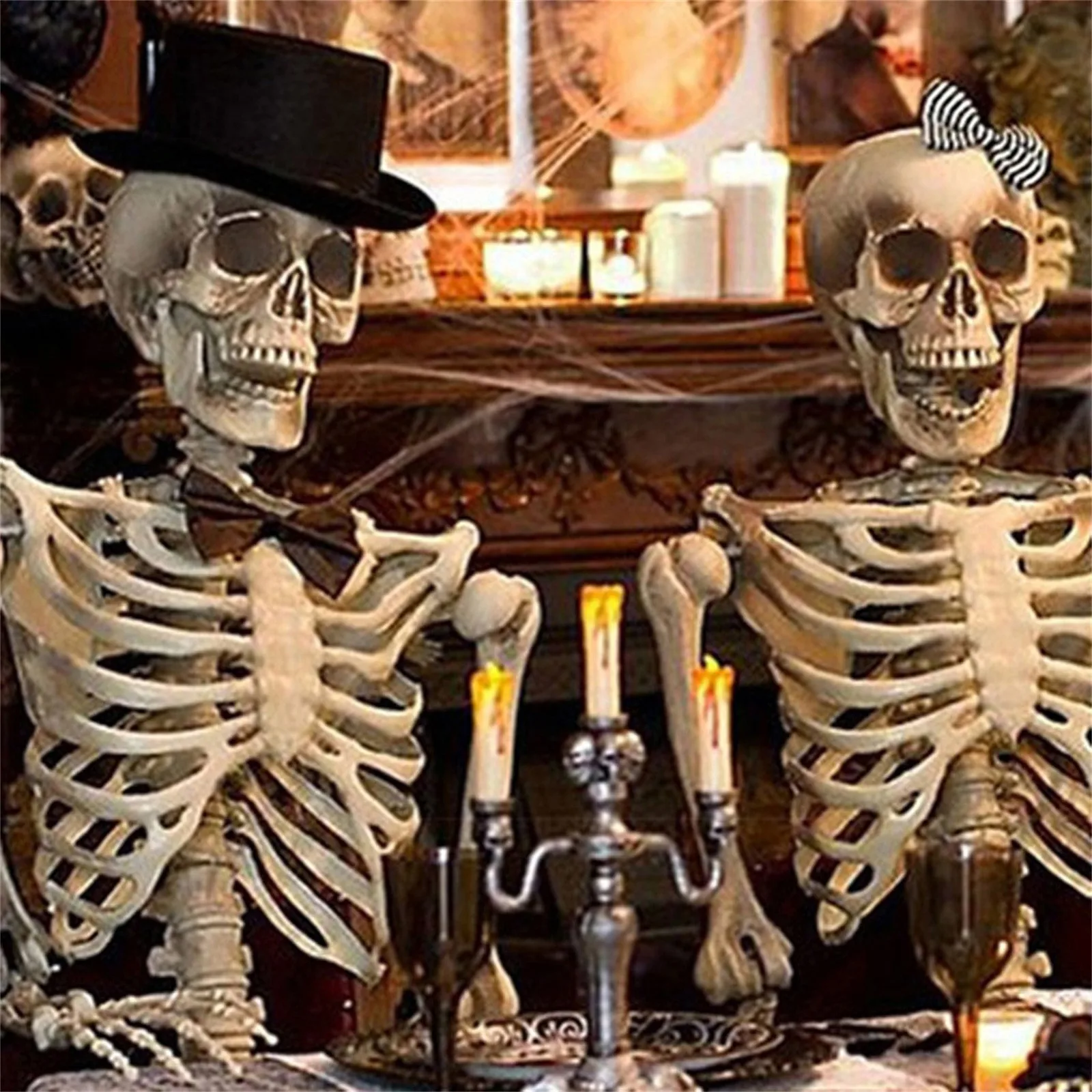 Žmogaus skeleto dekoravimas Helovino vakarėlis Rekvizito dekoravimo rekvizitai Simuliacija Skeleto galvos ranka Kaulų kaukolė Helovino vakarėlio dekoras Nuotrauka 5