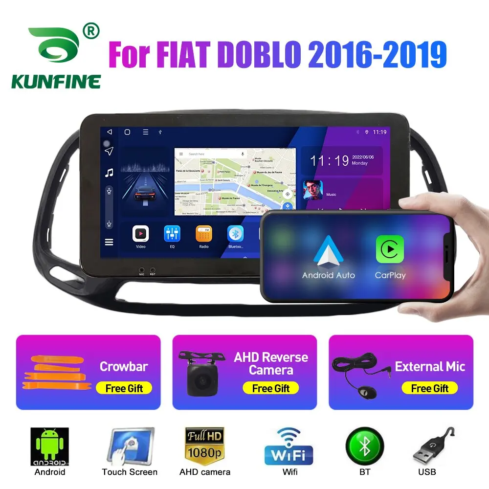 10.33 colių automobilinis radijas, skirtas FIAT DOBLO 2016-2019 2Din Android Octa Core Car Stereo DVD GPS navigacijos grotuvas QLED Screen Carplay Nuotrauka 0