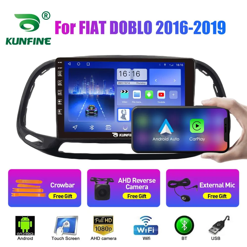 10.33 colių automobilinis radijas, skirtas FIAT DOBLO 2016-2019 2Din Android Octa Core Car Stereo DVD GPS navigacijos grotuvas QLED Screen Carplay Nuotrauka 1