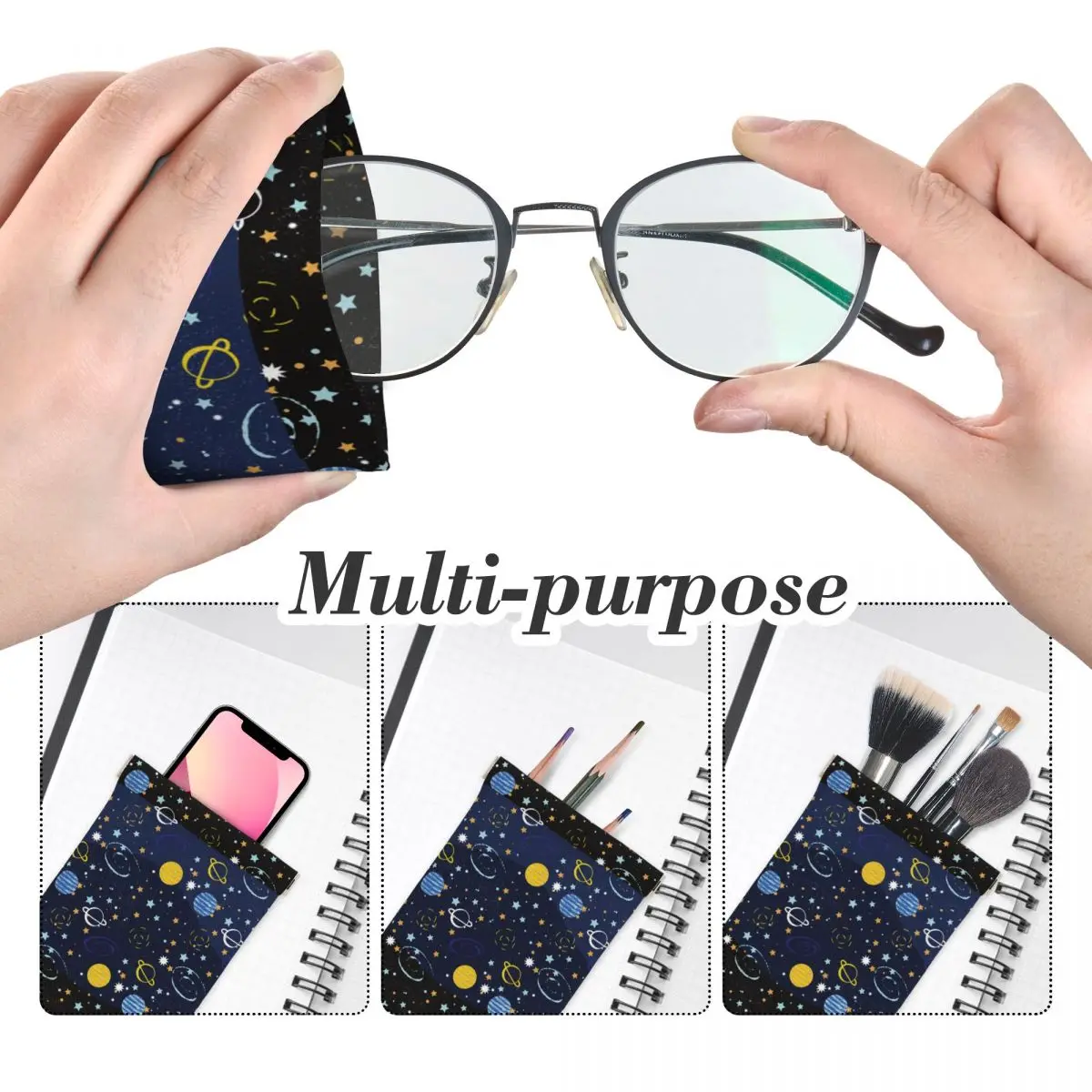 Nešiojami išspausti akiniai nuo saulės maišelis Galaxy Space spalvingi akiniai nuo saulės krepšys Akiniai Suspausti viršutinį akinių maišelį Nuotrauka 5