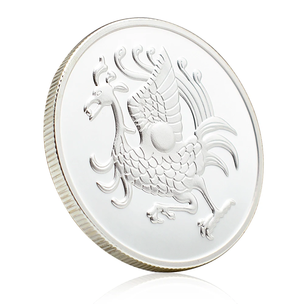 Kinija Keturi didieji dieviškieji žvėrys sidabru dengtas medalis Suzaku sidabro monetų dovanos Kolekcionuojami daiktai Dekoracijos Nuotrauka 0