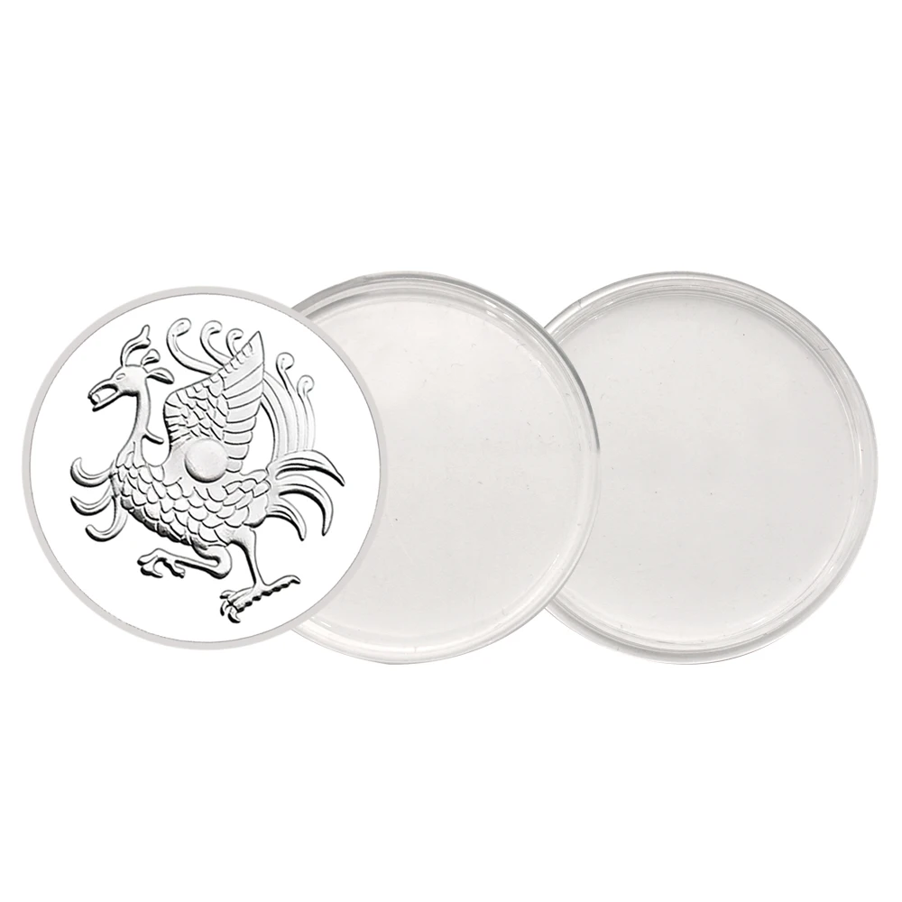 Kinija Keturi didieji dieviškieji žvėrys sidabru dengtas medalis Suzaku sidabro monetų dovanos Kolekcionuojami daiktai Dekoracijos Nuotrauka 1