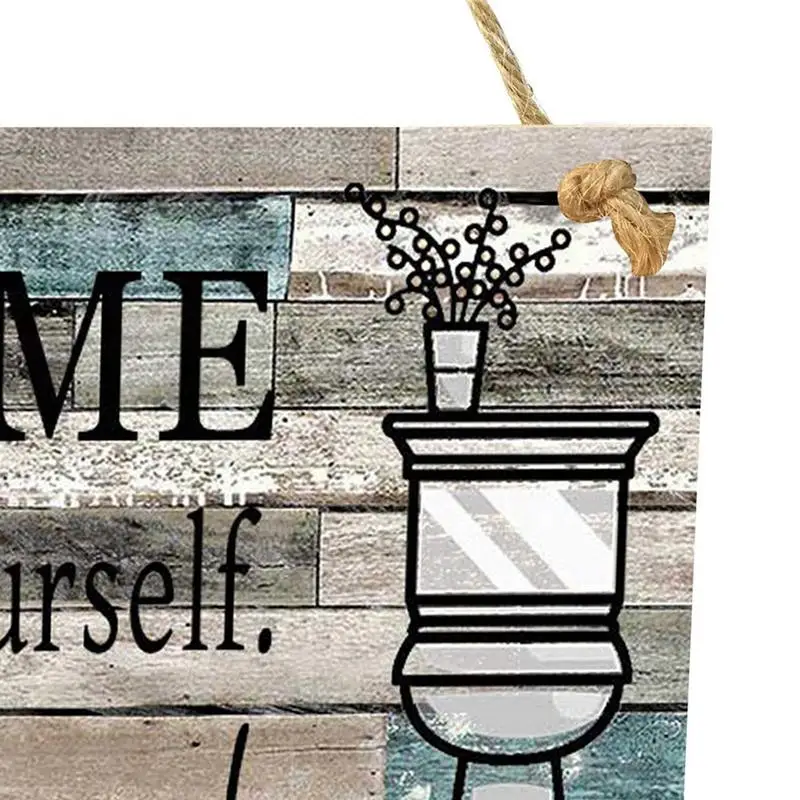 Medinis ženklas Juokingi vonios ženklai Sveiki atvykę Prašome atsisėsti Vonios kambario sienų dekoravimo meno ženklas Namų vonios kambario dekoras Nuotrauka 1