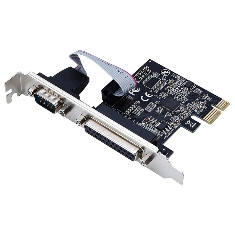 RS232 nuoseklusis prievadas COM & DB25 spausdintuvo lygiagretusis prievadas LPT į PCI-E PCI adapterio keitiklis AX99100 moschip Nuotrauka 0