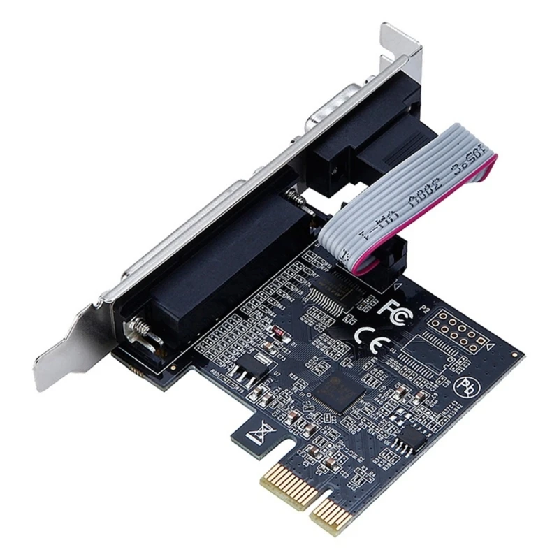 RS232 nuoseklusis prievadas COM & DB25 spausdintuvo lygiagretusis prievadas LPT į PCI-E PCI adapterio keitiklis AX99100 moschip Nuotrauka 1