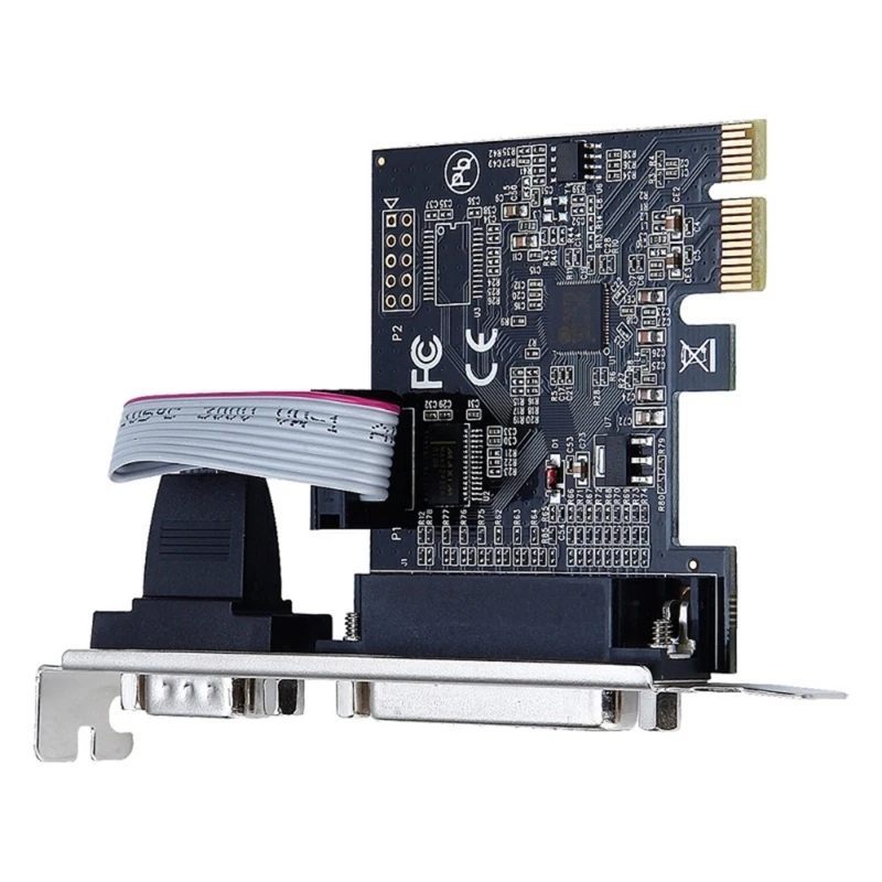RS232 nuoseklusis prievadas COM & DB25 spausdintuvo lygiagretusis prievadas LPT į PCI-E PCI adapterio keitiklis AX99100 moschip Nuotrauka 2
