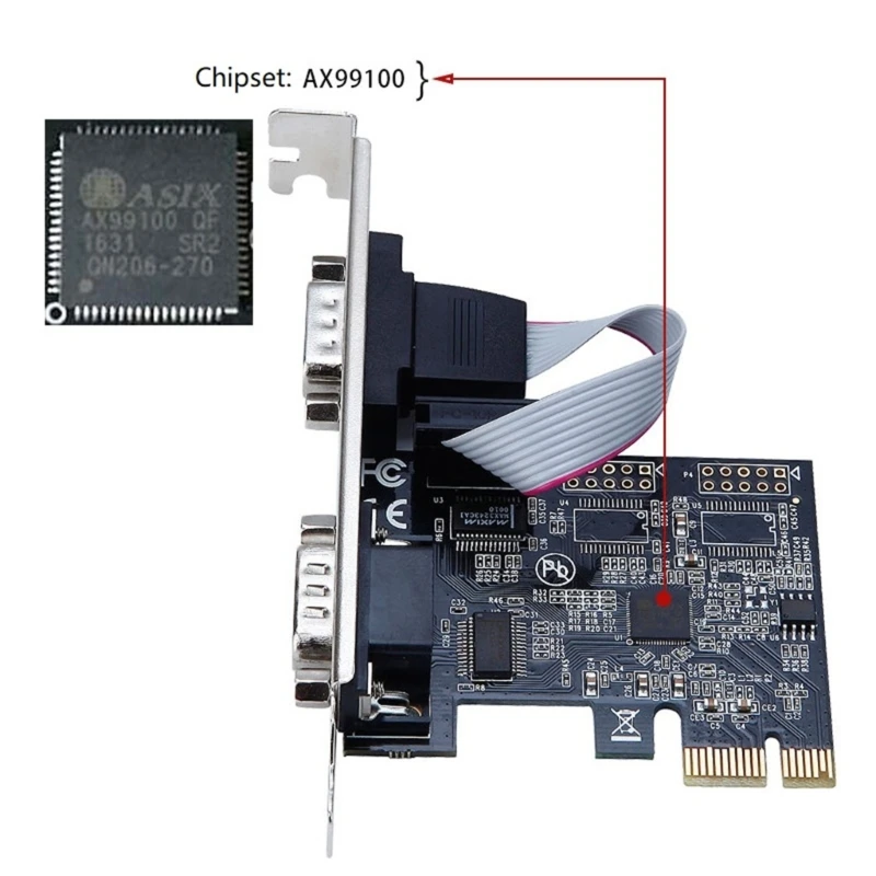 RS232 nuoseklusis prievadas COM & DB25 spausdintuvo lygiagretusis prievadas LPT į PCI-E PCI adapterio keitiklis AX99100 moschip Nuotrauka 3