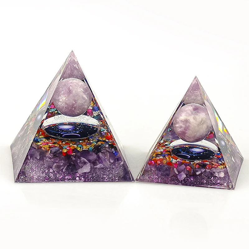 Natūralus ametistas Krištolo piramidės ornamentai Dvylika žvaigždynų Atspausdinta energija Akmens Reiki gydomieji amatai Namų stalo dekoravimas Nuotrauka 3