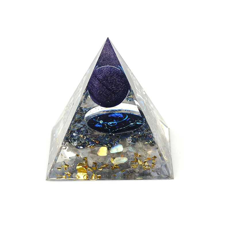 Natūralus ametistas Krištolo piramidės ornamentai Dvylika žvaigždynų Atspausdinta energija Akmens Reiki gydomieji amatai Namų stalo dekoravimas Nuotrauka 4