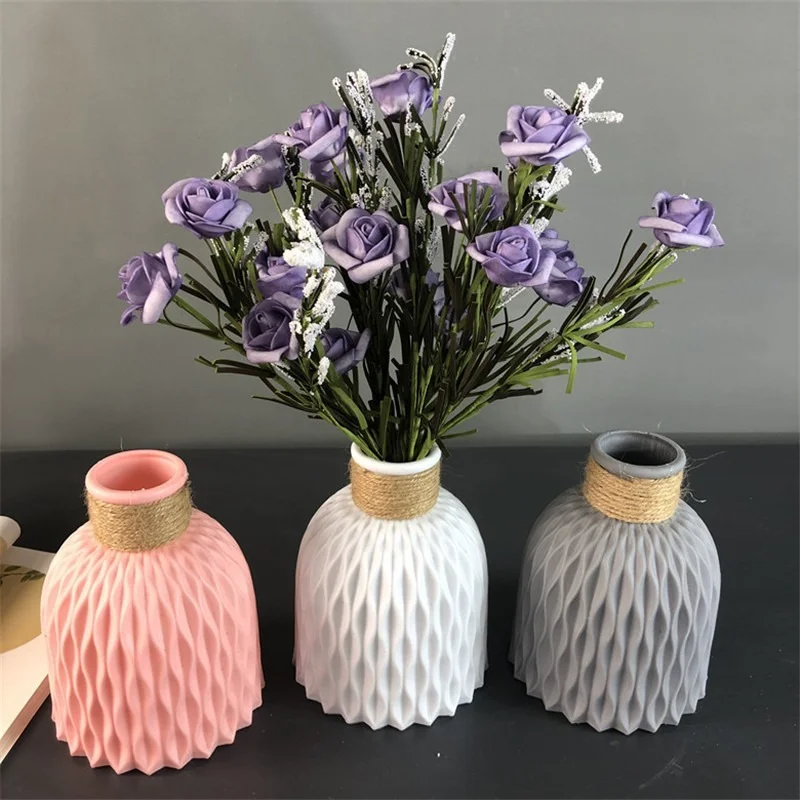 Moderni gėlių vazos imitacija Keraminių gėlių vazonų dekoravimas Namų plastikinė vazos gėlių kompozicija Šiaurietiško stiliaus namų dekoravimas Nuotrauka 2