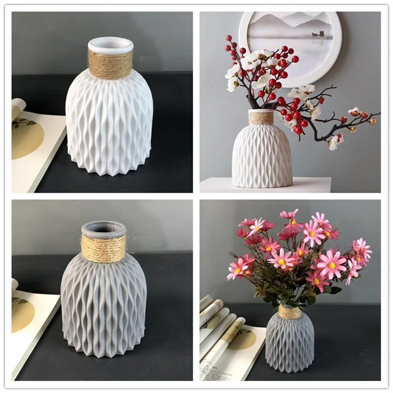 Moderni gėlių vazos imitacija Keraminių gėlių vazonų dekoravimas Namų plastikinė vazos gėlių kompozicija Šiaurietiško stiliaus namų dekoravimas Nuotrauka 3