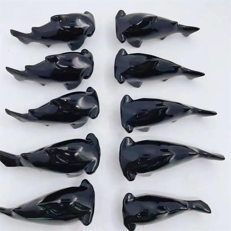 9.3CM Natūralus juodasis Obsidiano ryklys Drožyba Kvarco gydomieji amatai Dovanų kambarys Dekoras Namų dekoravimas Vaikų gimtadienio dovana 1VNT Nuotrauka 1