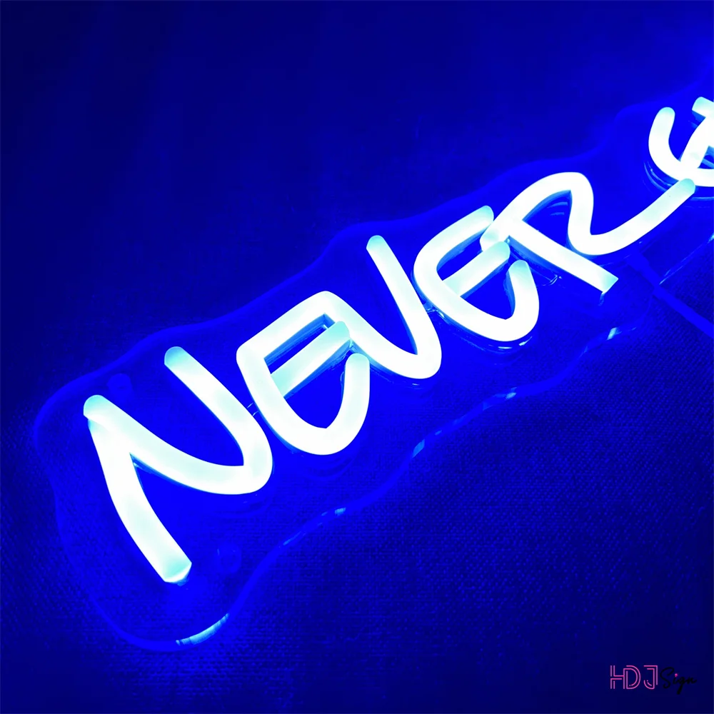 neoninis LED ženklas Niekada nepasiduokite LED naktiniai žibintai USB ženklas Miegamasis kambarys Sieninis vakarėlis Dekoras Vestuvių dekoravimas Lenta Ženklas Neoninės šviesos Nuotrauka 3