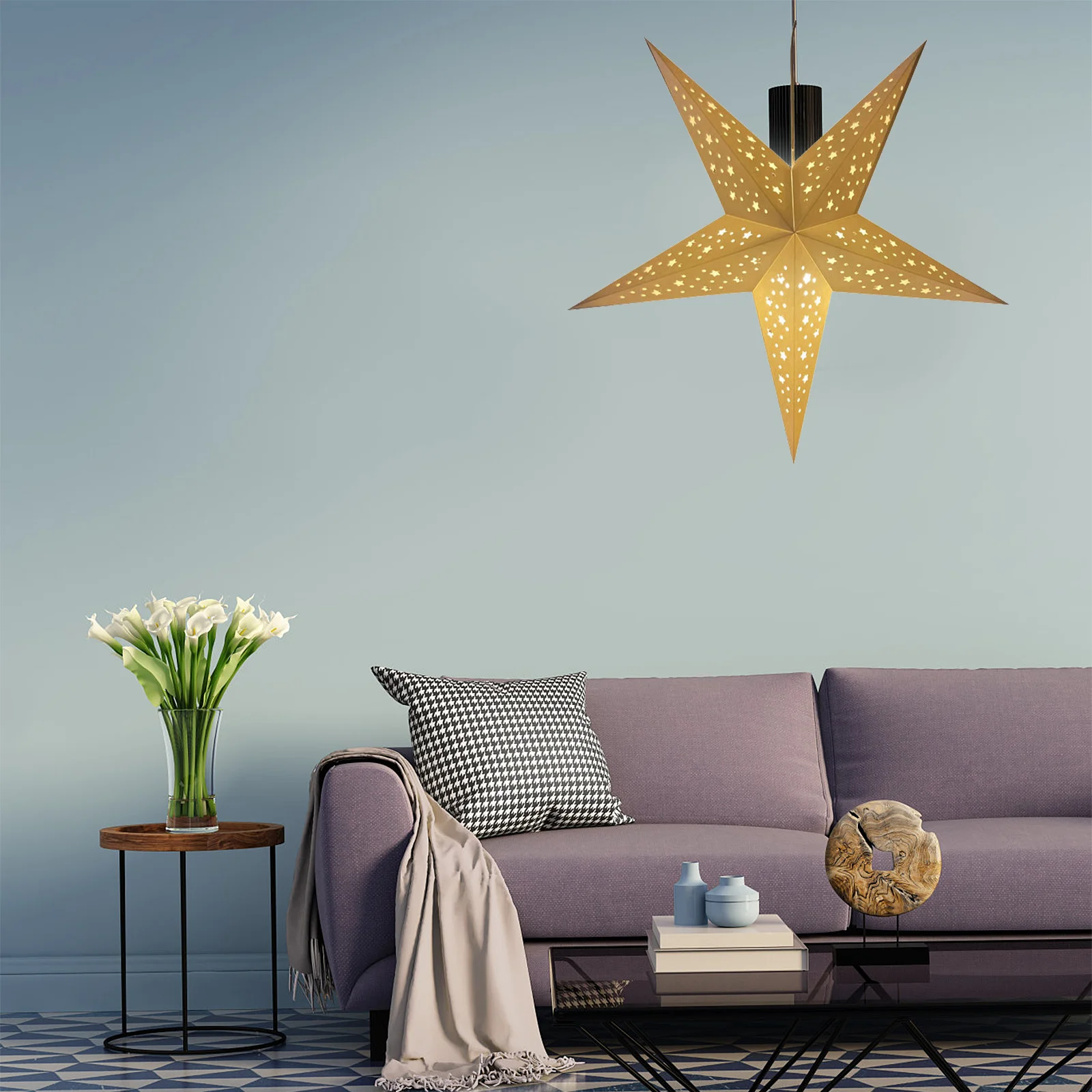 Kalėdinis stereoskopinis žvaigždės formos šviestuvas Kūrybinis lubų lempos pakabukas Nuotrauka 1