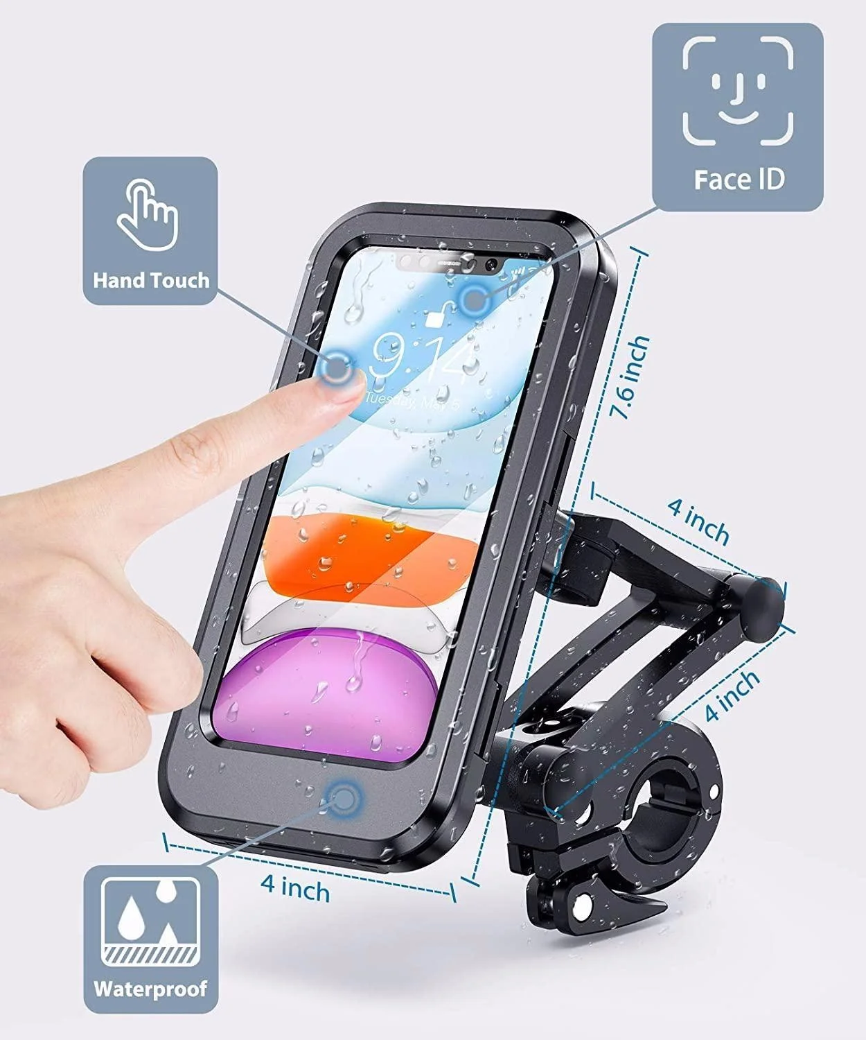 Neperšlampamas motociklas Dviračio mobiliojo telefono laikiklio palaikymas Universalus dviračio GPS 360° pasukamas reguliuojamas motociklo mobiliųjų telefonų laikiklis Nuotrauka 4