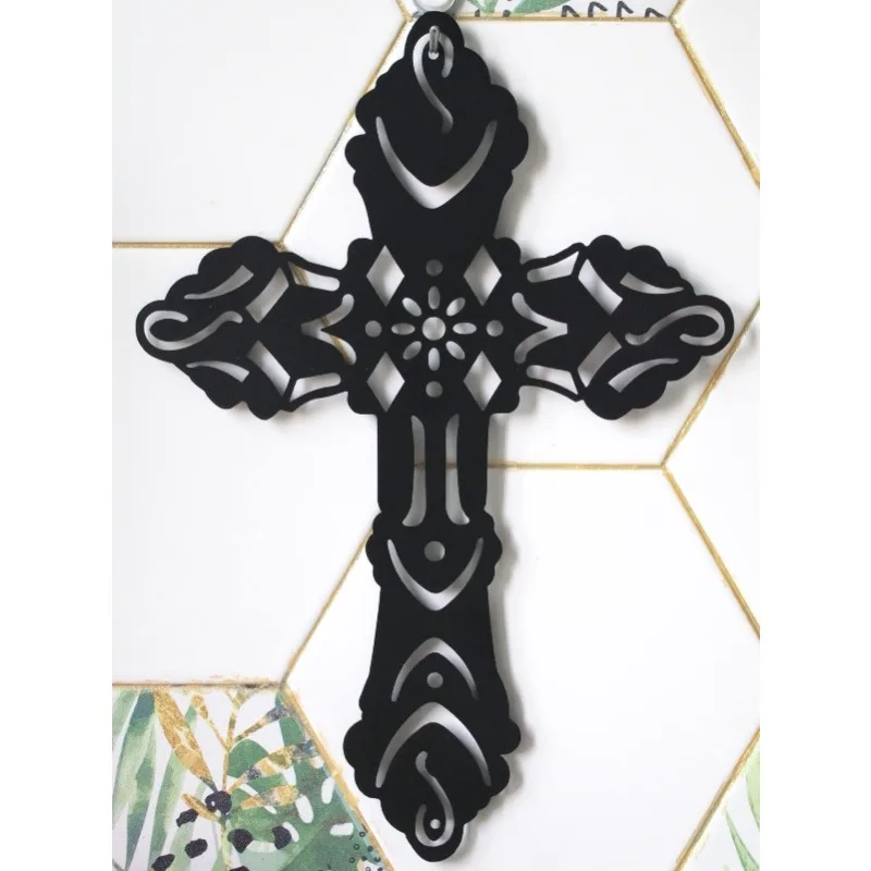 Metalinis dekoratyvinis kryžius sienai Krikščionių religinis krucifiksas namų dekoravimui Sienų meno papuošalai Svetainės dekoravimas Nuotrauka 0