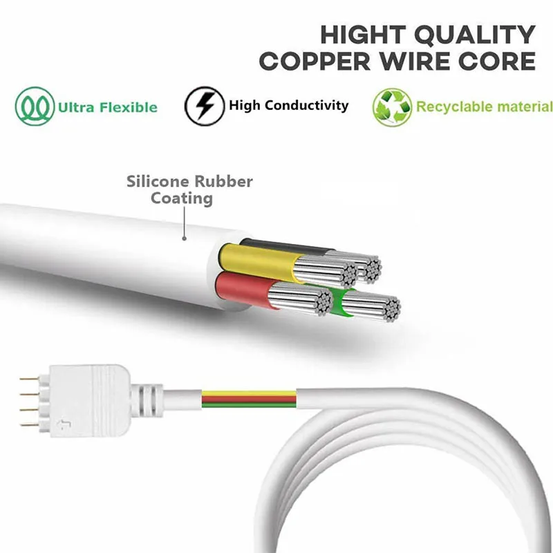 4 Prisegti RGB jungties kabelį nuo 1 iki 2 prievadų LED prailginimo skirstytuvo kabelio laidas 2835 5050 RGB LED juostoms su 4 kaiščių kištukais Nuotrauka 1